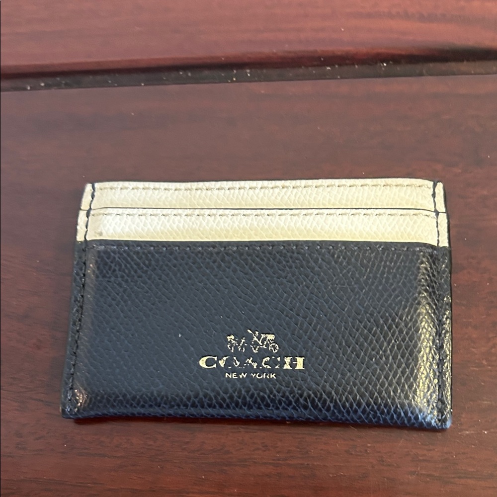 Coach Two-Tone Black and Cream Slim Card Holder